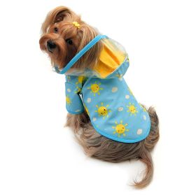 Clear View Happy Sunshine Raincoat with Fleece Lining and Detachable Hood (Color: Blue, Size: XL)