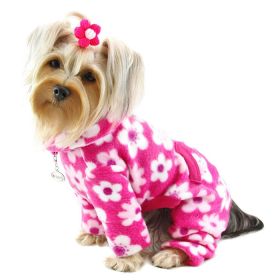 Full Blossom Fleece Turtleneck Pajamas (Color: Pink, Size: M)