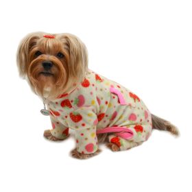 Yummy Strawberry Fleece Turtleneck Pajamas (Color: Yellow, Size: L)