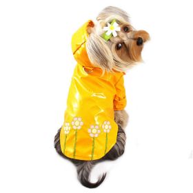 Polka Dots & Daisies Raincoat with Cotton Lining (Color: Yellow, Size: L)