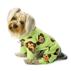 Silly Monkey Fleece Turtleneck Pajamas (Color: Lime, Size: XL)