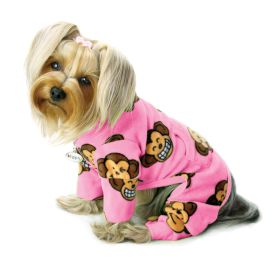 Silly Monkey Fleece Turtleneck Pajamas (Color: Pink, Size: XL)