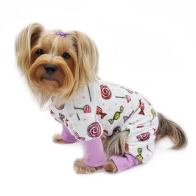 Ultra Soft Plush Minky Sweet Candies Pajamas (Color: White, Size: XL)