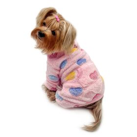 Ultra Plush Colorful Hearts Turtleneck Pajamas (Color: Pink, Size: XL)