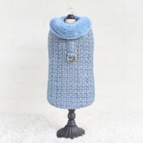 Chantel Tweed Dog Coat (Color: Blue, Size: MD)