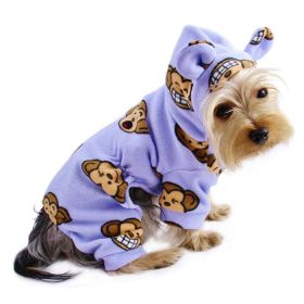 Adorable Silly Monkey Fleece Dog Pajamas/Bodysuit with Hood (Color: lavender, Size: XS)