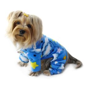 Stars and Clouds Fleece Turtleneck Pajamas (Color: Blue, Size: S)