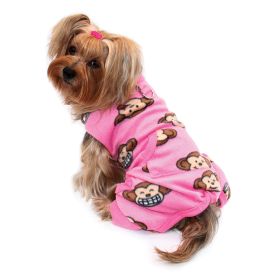 Silly Monkey Front Sleeveless Fleec Pajamas (Color: Pink, Size: S)