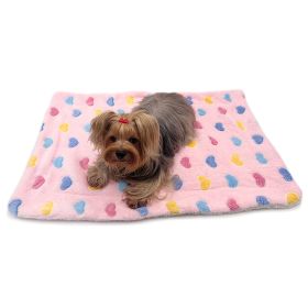 Ultra Plush Colorful Hearts Blanket (Color: Pink, Size: 30" x 20")