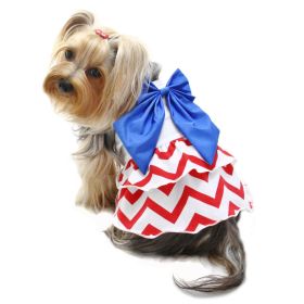 Patriotic Red/White/Blue Large Bow Sundress (Color: Red/White/Blue, Size: XS)