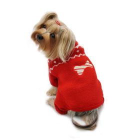 Candy Cane Bone Holiday Sweater Bodysuit (Color: Red, Size: S)
