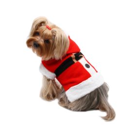 Santa Hooded Sweater with Soft Fur Trims (Color: Red, Size: S)