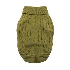Combed Cotton Cable Knit Dog Sweater (Color: Herb Green, Size: XX-Small)