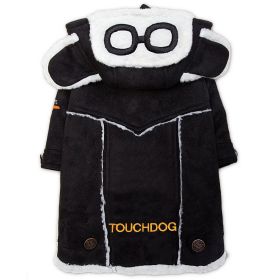 Touchdog 'Tuskegee' Aero-Vintage Designer Dog Coat (Color: Black, Size: Large)