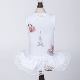 Paris Dog Dress (Color: White, Size: MD)