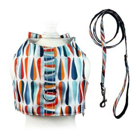 Chic Raindrop Harness Vest with Matching Leash (Color: Blue/Orange/White, Size: M)