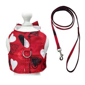 Abstract Hearts Harness Vest with Matching Leash (Color: Red, Size: M)