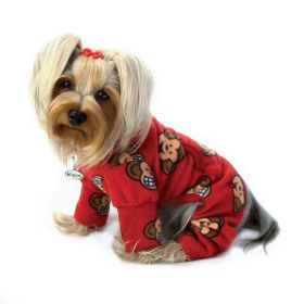 Silly Monkey Fleece Turtleneck Pajamas (Color: Burgundy, Size: M)