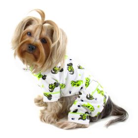 Playful Dinosaur Flannel Pajamas (Color: White, Size: M)