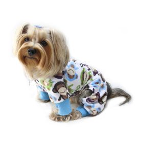 Ultra Soft Plush Minky Monkey Pajamas (Color: Blue, Size: M)