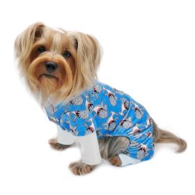 Ultra Soft Plush Minky Silly Sharks Pajamas (Color: Blue, Size: M)