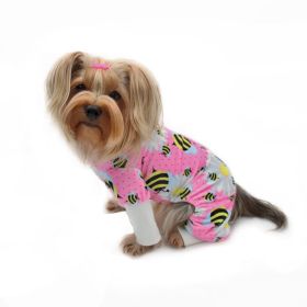 Ultra Soft Plush Minky Bumblebee & Flower Pajamas (Color: Pink, Size: M)