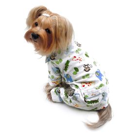 Zoo Animals Flannel Pajamas with 2 Pockets (Color: White, Size: M)