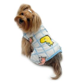 Ultra Plush Colorful Dinosaurs Front Sleeveless Pajamas (Color: White, Size: M)