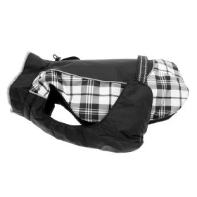 Alpine All-Weather Dog Coat (Color: Black and White Plaid, Size: 5X-Large)