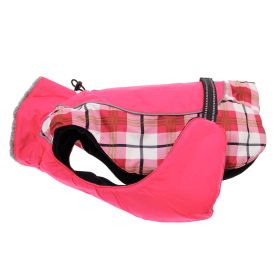 Alpine All-Weather Dog Coat (Color: Raspberry Plaid, Size: 5X-Large)