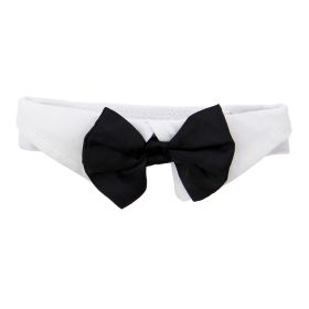 White Collar with Black Satin Bow Tie (Size: 2X-Large)