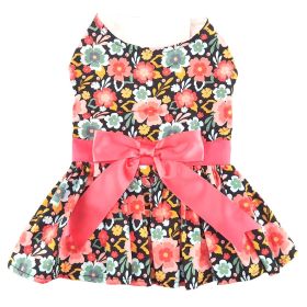 Blooming Blue and Peach Floral Dog Dress (Size: X-Large)