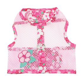 Cool Mesh Dog Harness with Leash (Color: Hawaiian Hibiscus Pink, Size: Large)
