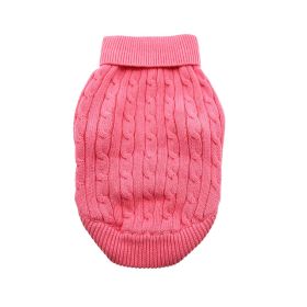 Combed Cotton Cable Knit Dog Sweater (Color: Candy Pink, Size: 3X-Large)