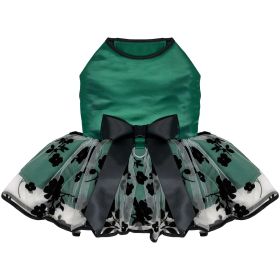 Green and Black Satin Dog Dress (Size: X-Large)