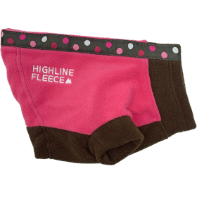 Highline Fleece Dog Coat (Color: Pink and Brown with Polka Dots, Size: Size 28)