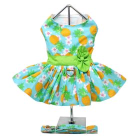 Pineapple Luau Dog Harness Dress with Matching Leash (Size: Medium)