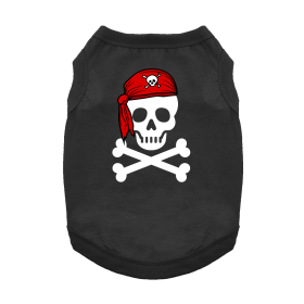 Pirate Skull with Red Bandana Dog Shirt (Color: Jet Black, Size: X-Large)