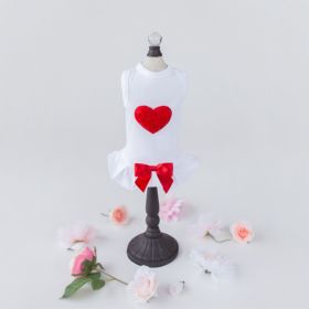 Puff Heart Dog Dress (Color: Red, Size: XS)