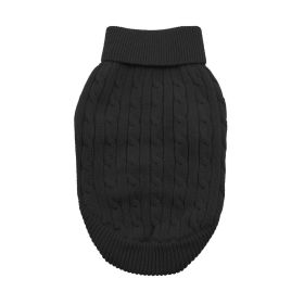 Combed Cotton Cable Knit Dog Sweater (Color: Jet Black, Size: Medium)