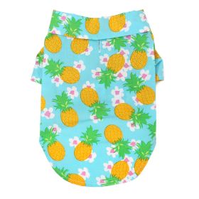 Hawaiian Camp Shirt (Color: Pineapple Luau, Size: Medium)
