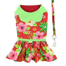 Hawaiian Red Hibiscus Designer Dog Dress (Size: Large)