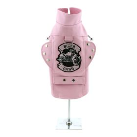 Biker Dawg Motorcycle Dog Jacket (Color: Pink, Size: Small)