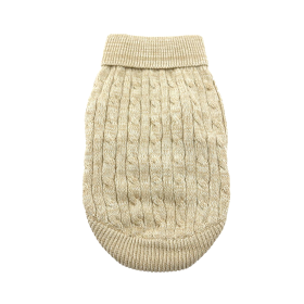 Combed Cotton Cable Knit Dog Sweater (Color: Oatmeal, Size: X-Small)