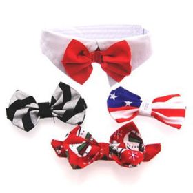 White Collar Bow Tie Set with 4 Interchangeable Bows (Size: Small)