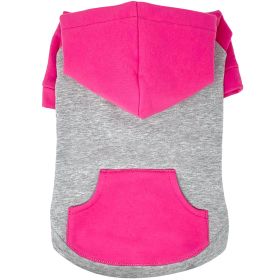 Color-Block Hoodie (Color: Pink on Gray, Size: Small)