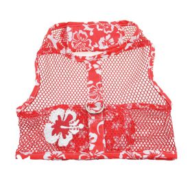 Cool Mesh Dog Harness with Leash (Color: Hawaiian Hibiscus Red, Size: Medium)