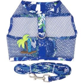 Cool Mesh Dog Harness with Leash (Color: Surfboard Blue and Green, Size: Medium)