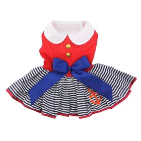 Sailor Girl Dress with Matching Leash (Size: Medium)