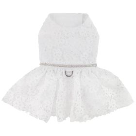 White Lace Dog Wedding Dress with Matching Leash (Size: Medium)
